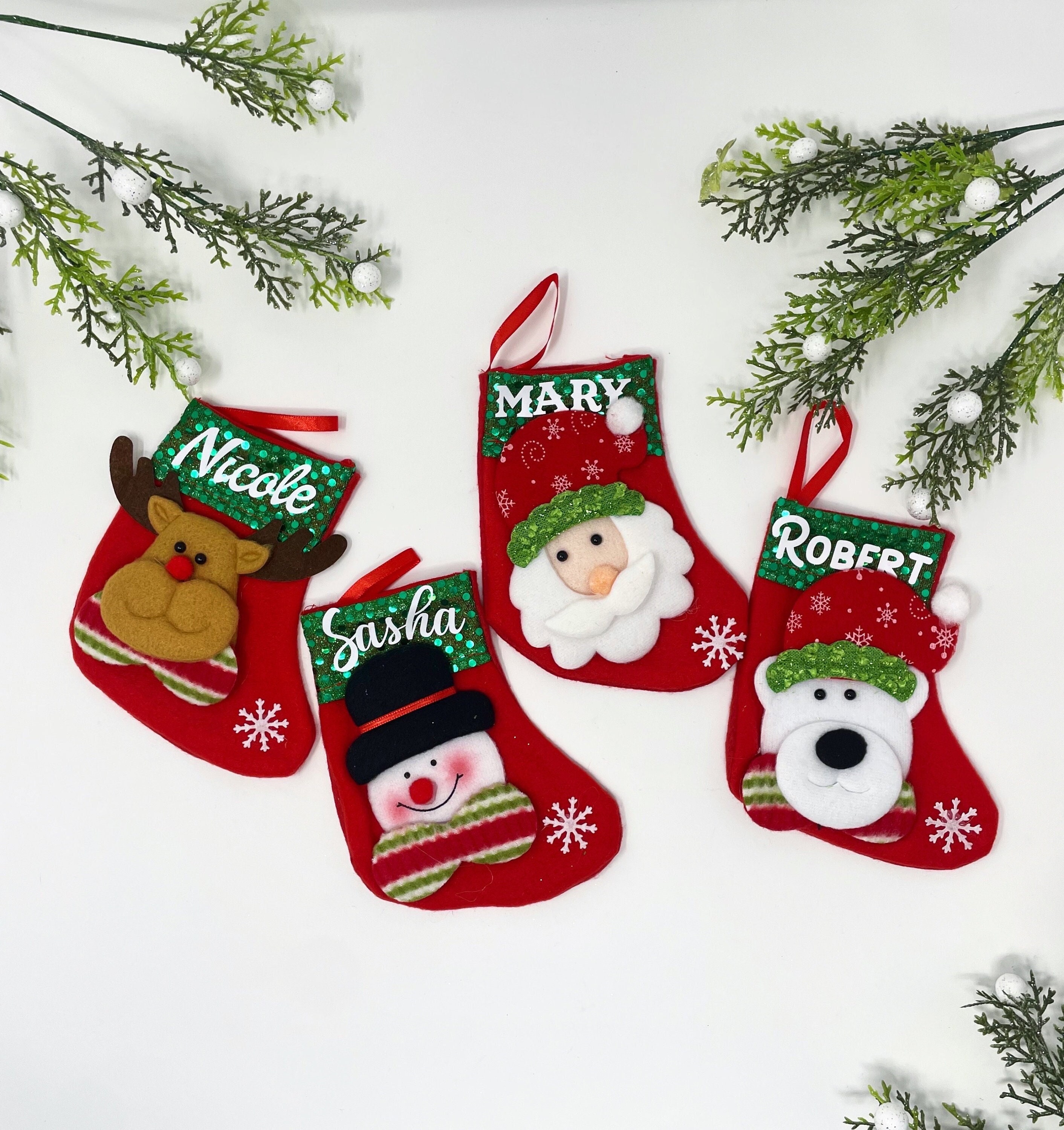 Personalized Christmas Stocking Ornament, Stocking Ornament Gift Holder, Gift Card Holder Ornament, Custom Ornament, Mini Stockings
