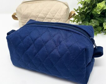 Quilted Makeup Bag | Handmade Cosmetic Pouch for Travel & Organization | Unique Gift Idea
