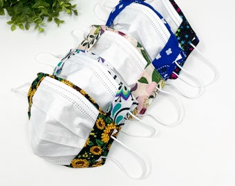 Double Masking, Reversible Disposable Surgical Face Mask COVER, Cloth mask cover for inserting disposable adult mask
