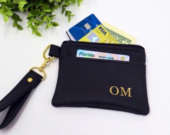 Personalized ID holder wristlet, Keychain wallet, Card holder wallet, Custom card holder, Monogrammed ID purse, Customized gift for mom