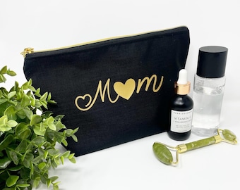 Personalized monogram cosmetic bag , Large toiletry bag, Personalized gift for mom, Script cosmetic bag, Gift for mom from daugther