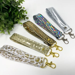 Gold and silver wristlet keychain, Women Key fob keychain,  Gold keychains for women, Keychain lanyard wristlet