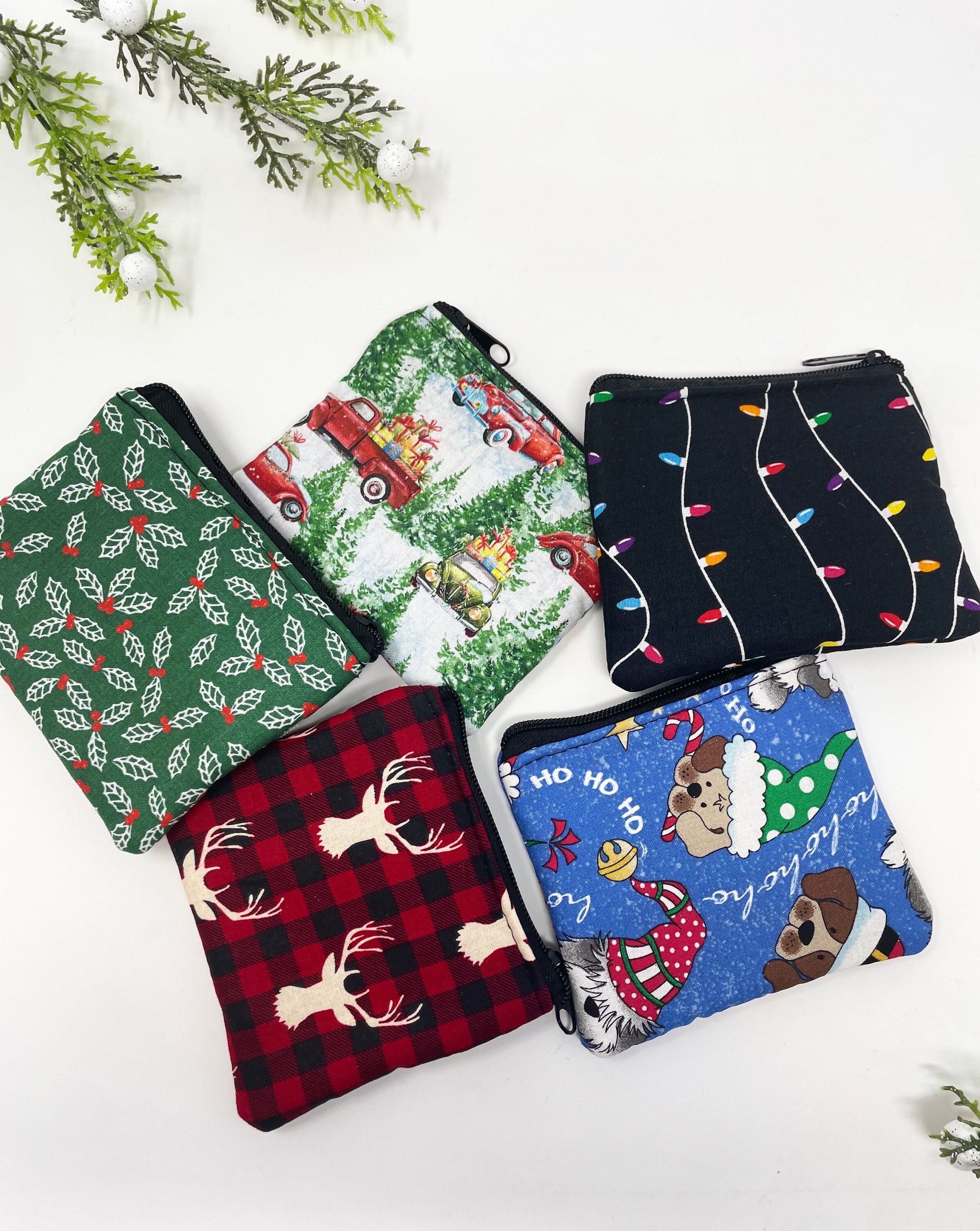 Portamonete Natalizi 4 Pezzi - Gadget Regalini Per Bambini, Con Cerniera, Per Monete, Caramelle, Decorazioni