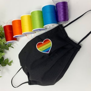 Rainbow pride face mask, PRIDE mask, Heart with rainbow flag, LGBTQ Pride mask, washable and reusable unisex