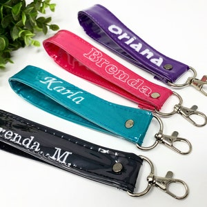 Personalized Keychain, Monogrammed wristlet keychain, Bachelorette party favors, Custom keychain with name, Gift for women