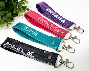 Personalized Keychain, Monogrammed wristlet keychain, Bachelorette party favors, Custom keychain with name, Gift for women