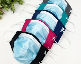 Face mask cover for disposable, Surgical adult mask cover, Solid color mask cover, Mask sleeve, 2 Layers, Men and Women size