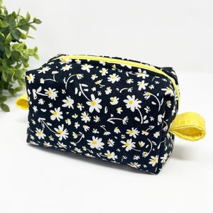 Floral Quilted Makeup Bag: Handmade Cotton Travel Pouch