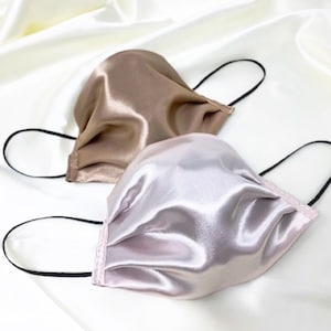 Silk satin face mask, Wedding face mask, Reusable and washable, Adjustable for kids, teen and adults