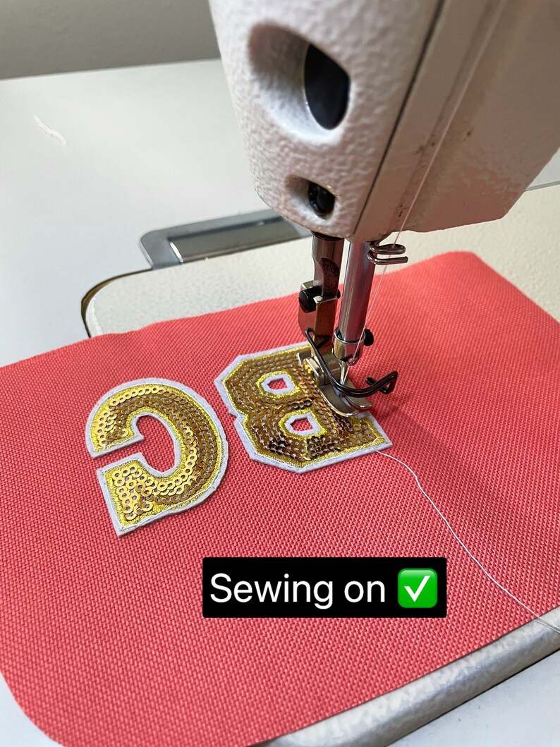 Cosmetic bag with iron on and sewing on patches