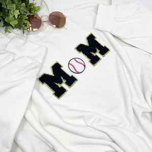 Baseball Mom Patch Sweatshirt, Varsity Letter Chenille Patch, Baseball mom shirt, Boy Mama Sweatshirt, Customized sweatshirt, Gift for mom