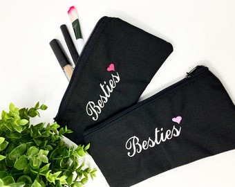 Valentine day gift for her, Customized makeup bag, Personalized cosmetic bag for besties, Bridesmaid gift