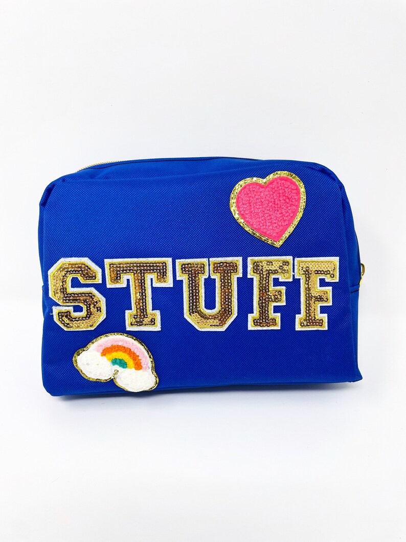 Personalized Cosmetic bag with chenille patches