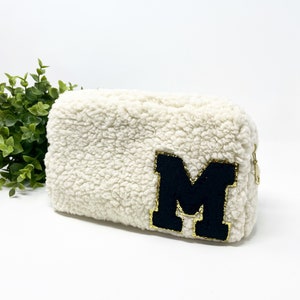 Sherpa makeup bag, Terry cloth makeup bag, Cozy Fur Teddy Bear Cosmetic Bag , Travel Cosmetic Bag, Bridesmaid Gift, Birthday gift