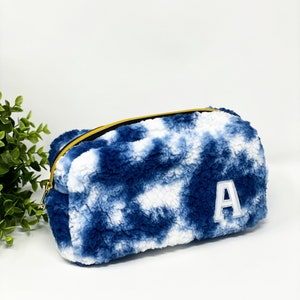 Stoney clover, Sherpa makeup bag, Terry cloth makeup bag, tie dye fluffy makeup bag, Travel Cosmetic Bag, Bridesmaid Gift, Birthday gift