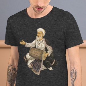 Indian Man with Drum T-shirt | Unique Cool Graphic Art Tee | Men&#39;s Women&#39;s Unisex T