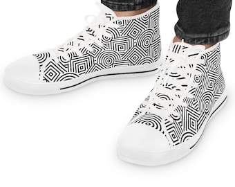 Geometric High Top Sneakers | Unique Canvas Shoes