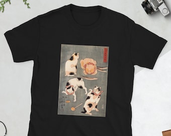 Japanese Cats Ukiyo-e Wood Block Print T-shirt