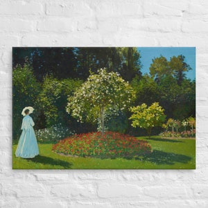 Monet&#39;s Impressionist &quot;Woman in the Garden&quot; Painting Print on Canvas | Modern Art Fine Art Home Decor Wall Art