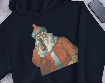 Funny Santa Christmas Sweatshirt – Quirky Comfy Holiday Hoodie with Santa Print – Free Shipping to U.S.