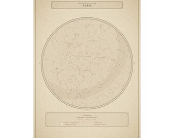 Custom Star Map Poster, Personalized Night Sky Print by Date, Vintage Constellation Chart, Anniversary Wedding Birthday Gift, Antique Style