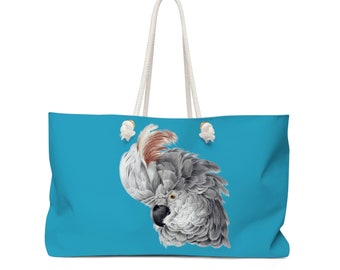 Cockatoo Art Print Beach Bag: Australian Bird Travel Tote
