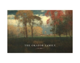 Personalized Family Name Canvas, Custom Surname Sign, Vintage Autumn Landscape, George Inness Painting, Housewarming Gift