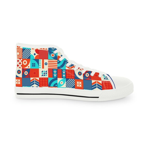 Mosaic High Top Canvas Sneakers: Unique Men display picture 1