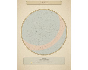 Custom Star Map Canvas, Hand Tinted Vintage Night Sky by Date, Personalized Constellation Wall Art, Anniversary Gift, Ready to Hang