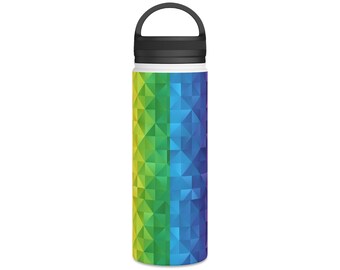 Colorful Stainless Steel Water Bottle: Geometric Pattern, Handle Lid