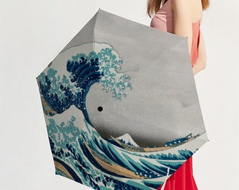 Great Wave Original Art Umbrella | Compact, Durable Travel Rain/Sun Umbrella