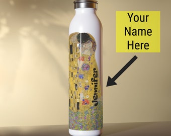 Personalized Klimt "The Kiss" Water Bottle: Custom Insulated Tumbler