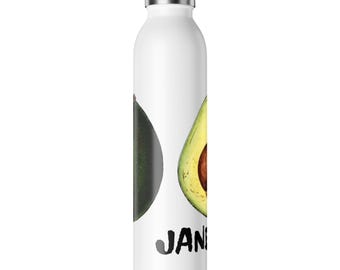 Personalized Avocado Water Bottle: 20oz Insulated Stainless Steel Tumbler