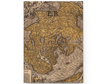 Antique Map Notebook, Personalized A5 Hardcover Journal, Vintage World Atlas Diary, Custom Name Cartography Print, Travel Lover Gift