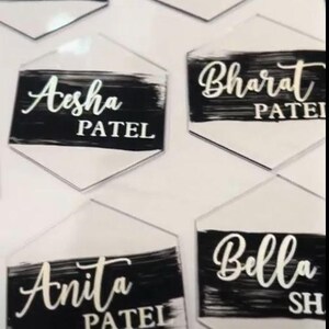 Tarjetas de lugar personalizadas de acrílico, tarjetas de lugar pintadas, tarjetas de lugar personalizadas, tarjetas de lugar con nombre