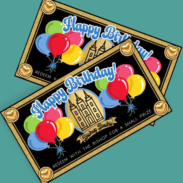 Birthday Bishop Bucks LDS Primary Birthday Gift Digital File Instant Download for Primary Presidency