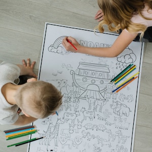 Noah&#39;s Ark Coloring Poster Old Testament Activity for Kids General Conference Giant Coloring Poster for Children