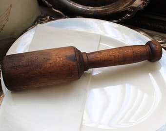 Vintage 1880 Antique LARGE Wood Mortar 12 inches Primitive - Rustic Farmhouse Kitchen Display