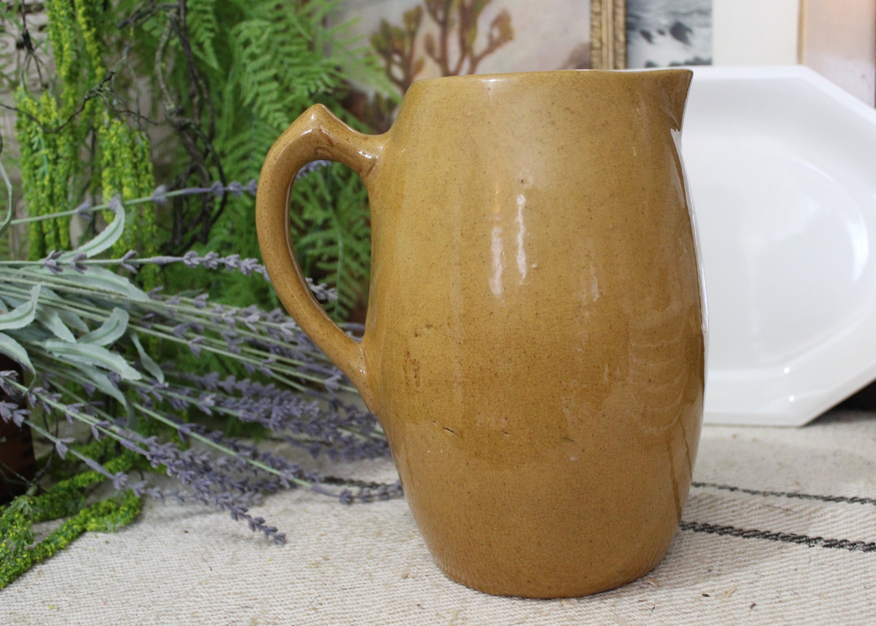 Vintage Antique French Hand Made 1800s Water Pitcher Stoneware - Etsy