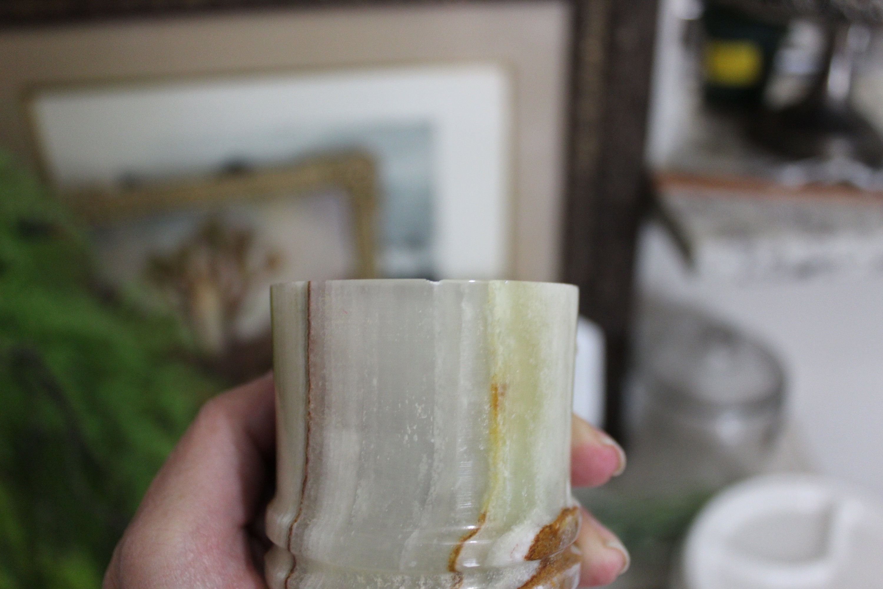 Vintage Onyx Alabaster Marble Goblets Glasses Set of Four (4) Carved ...