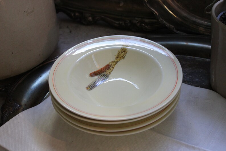 Vintage 1940s Indian Corn Pattern WS George Cavitt-shaw Rim Soup Bowls ...