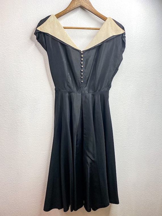 1950's Black and Cream/Gold Swing Dress