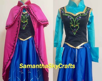 Frozen Anna Princess Dress Adult Frozen Anna Coronation Embroidery Dress Cosplay Costume