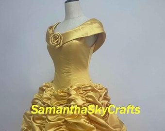 Belle Princess Dress Adult Woman Kids, Belle Yellow Dress Belle Cosplay Costume