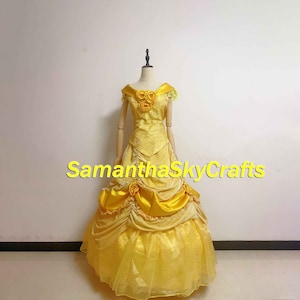 Belle Princess Cosplay Adult Woman Kids, Belle Princess Dress Belle Yellow Dress Cape Luxury Style Cosplay Costume