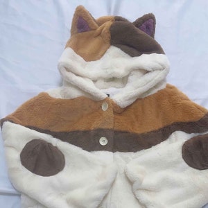 Final Fantasy XIV Girls Adult Outfit FF14 Fat Cat Hooded Cat Coat Final Fantasy Jacket Coat Hood Cosplay Costume Women Adult Custom Made
