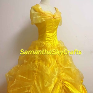 Belle Princess Cosplay Adult Woman Kids, Belle Princess Dress Belle Yellow Dress Cape Cosplay Costume image 7