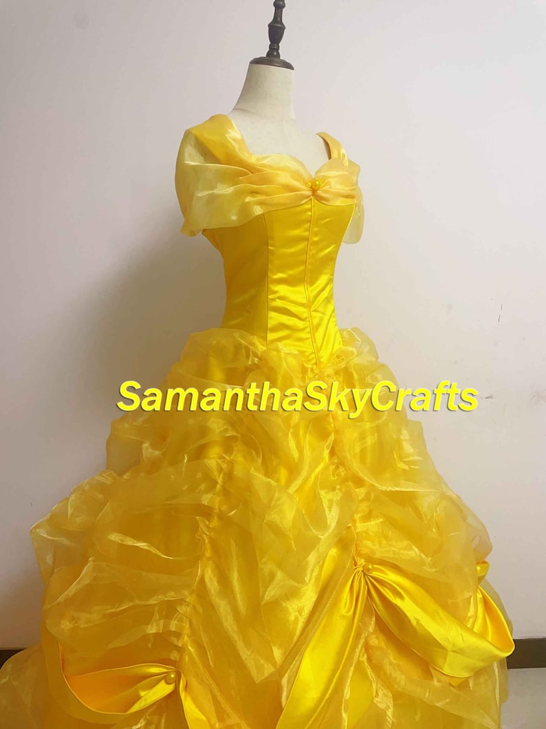 Belle Princess Cosplay Adult Woman Kids, Belle Princess Dress Belle Yellow Dress Cape Cosplay Costume image 7