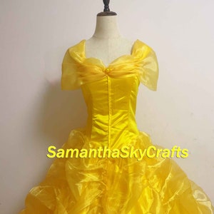 Belle Princess Cosplay Adult Woman Kids, Belle Princess Dress Belle Yellow Dress Cape Cosplay Costume image 6