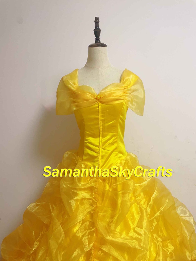 Belle Princess Cosplay Adult Woman Kids, Belle Princess Dress Belle Yellow Dress Cape Cosplay Costume image 6